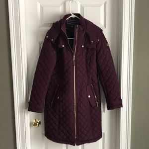 Tommy Hilfiger burgundy hooded parka